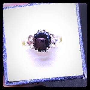 Metallic Black Hematite silver ring